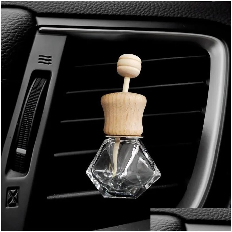 car perfume bottles empty with clip wood stick essential oils diffusers air conditioner vent clips automobile air freshener glass bottle cars