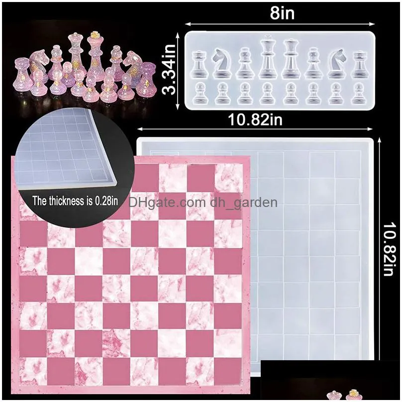 Molds Chess Board Sile Resin Mold Diy Crystal Epoxy Molds Casting Checkerboard Mod Crafts Making Drop Delivery Jewelry Jewel Dhgarden Dhb0N