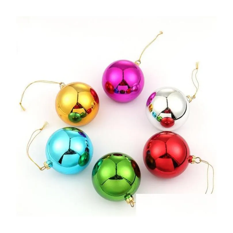 decorations sublimation should be heat transfer blank 6-color 8cm round plastic christmases ball ornaments christmass tree ornaments inventory