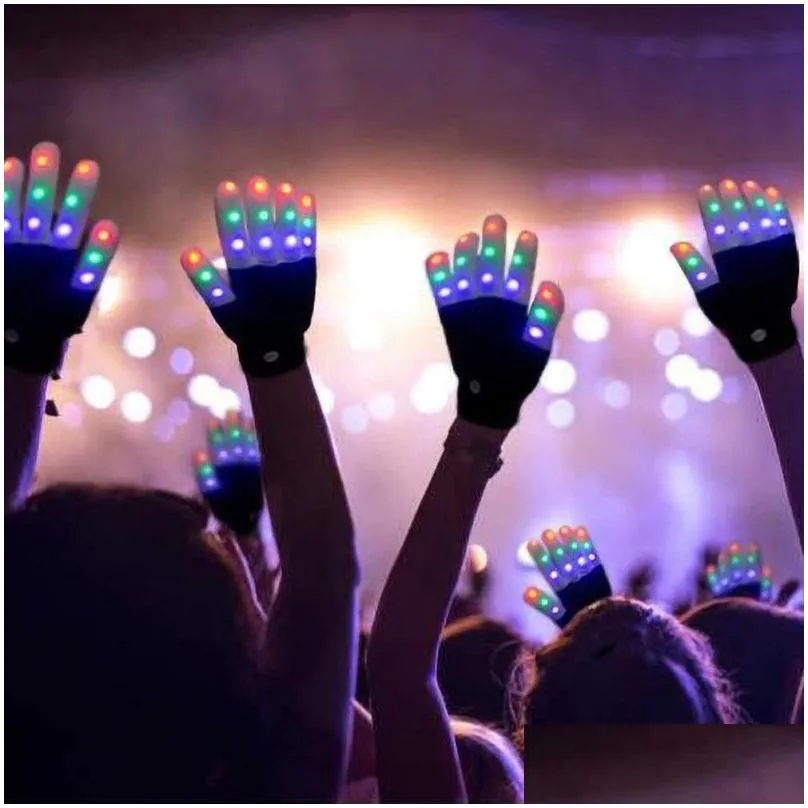 Outdoor Games 7 Modes Color Changing Flashinges Led Glove For concert Party Halloween Christma Fingers Flashing Glowing Finger Light glowing