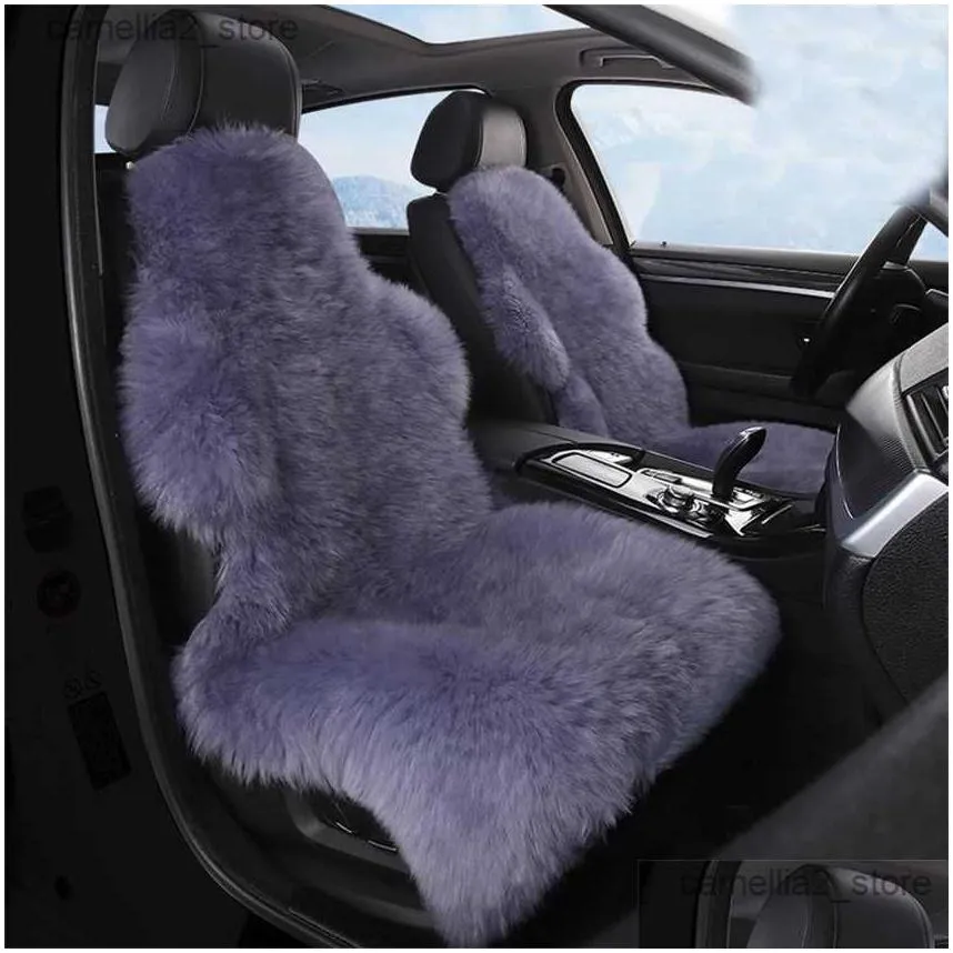 Car Seat Covers Real Genuine Sheepskin Car Seat Covers For Cars 1pcs Auto Luxury Fur Seat Cover Universal Car Seat Cushion Warm Long Wool