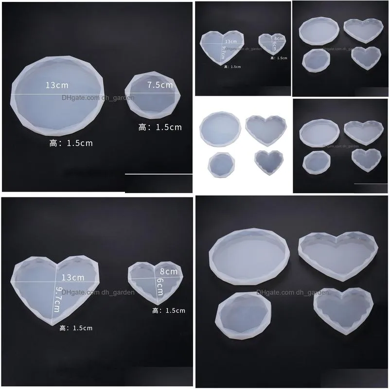 Molds Round Heart Rhombus Sile Molds Epoxy Resin Mod Large Circle Coaster Tile Mold And Polymer Clay Board Diy Drop Delivery Dhgarden Dh63K