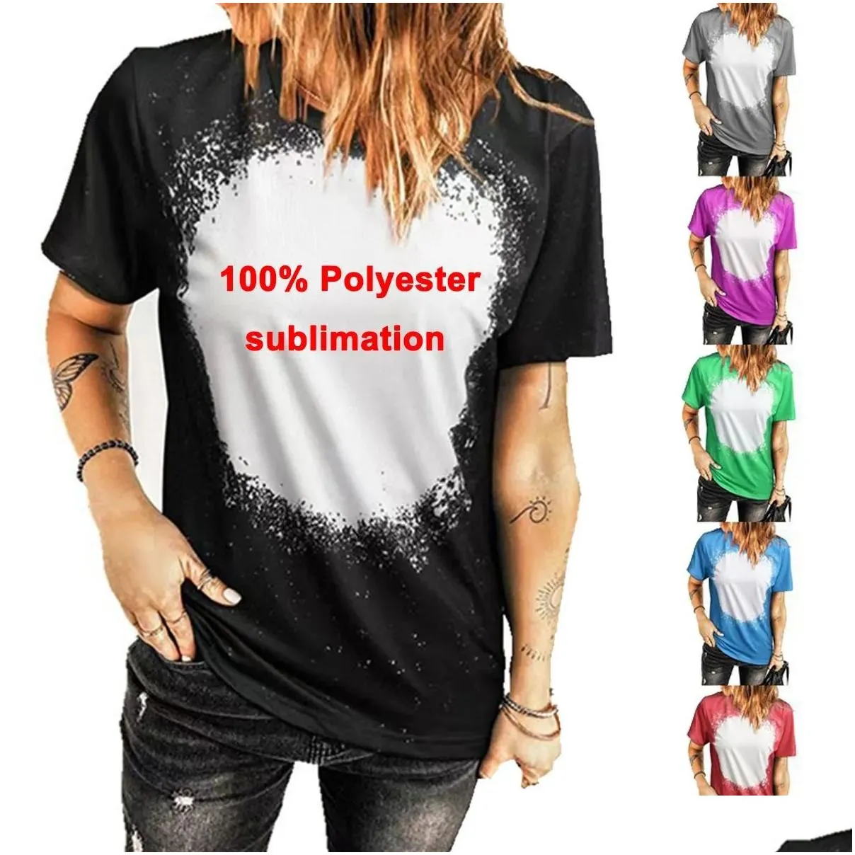 wholesale sublimation bleached shirts heat transfer blank bleach shirt bleached polyester t-shirts us men women party supplies stock