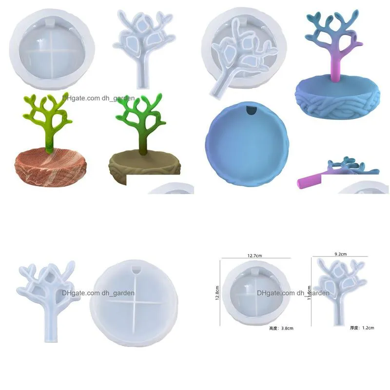 Molds Sile Mini Tree With Stand Holder Molds Epoxy Resin Diy Home Plant Decoration Making Mod Storage Tray Drop Delivery Jew Dhgarden Dhtac