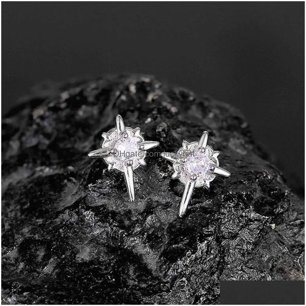 Stud North Star Painless Ear Female Earbone Clip Male Earstuds Advanced Sense Student Hole Earrings Drop Delivery Jewelry Earrings Dh0Xs