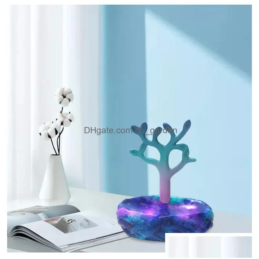 Molds Sile Mini Tree With Stand Holder Molds Epoxy Resin Diy Home Plant Decoration Making Mod Storage Tray Drop Delivery Jew Dhgarden Dhtac