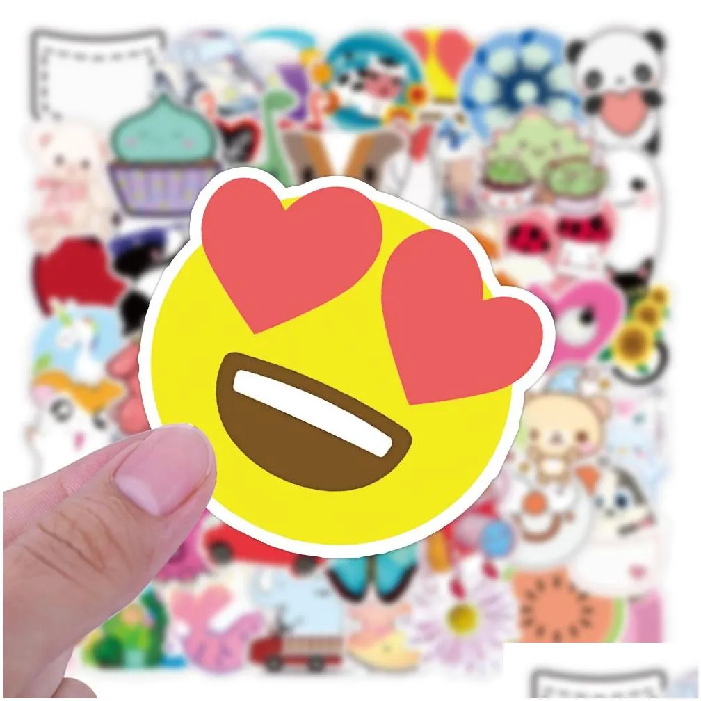 50pcs ins style happy kawaii cartoon Waterproof PVC Stickers Pack For Fridge Car Suitcase Laptop Notebook Cup Phone Desk Bicycle Skateboard