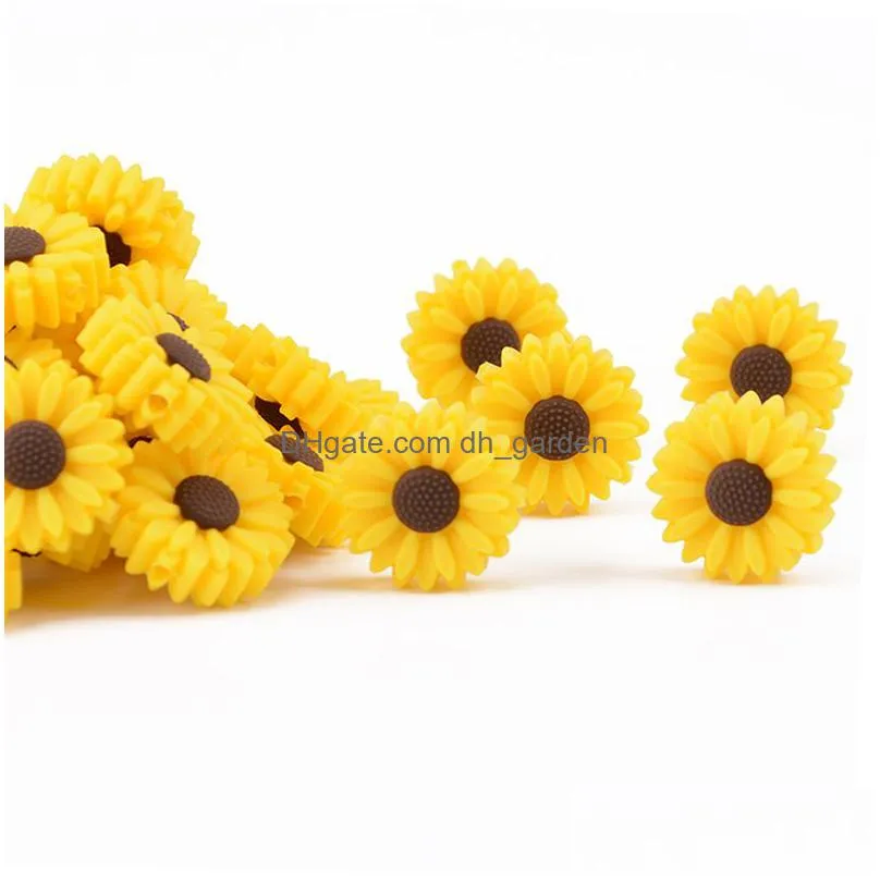 Other Sile Daisy Beads Large Flower Flos Chrysanthemi 30Mm Teething Bead Diy Jewelry Pacifier Chain Key Charm Sensory Crafts Dhgarden Dhw5F