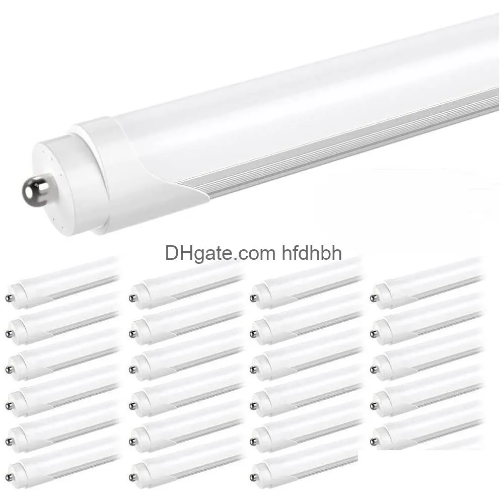 stock in us 72w 8ft t8 led tubes single pin fa8 8 feet leds light tube double rows led fluorescent ac 85-265v clear cover t10 t12 replacements ballast remove direct