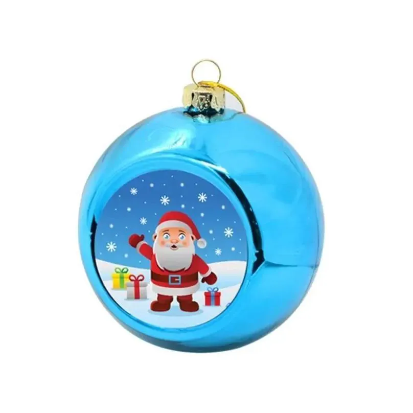 decorations sublimation should be heat transfer blank 6-color 8cm round plastic christmases ball ornaments christmass tree ornaments inventory