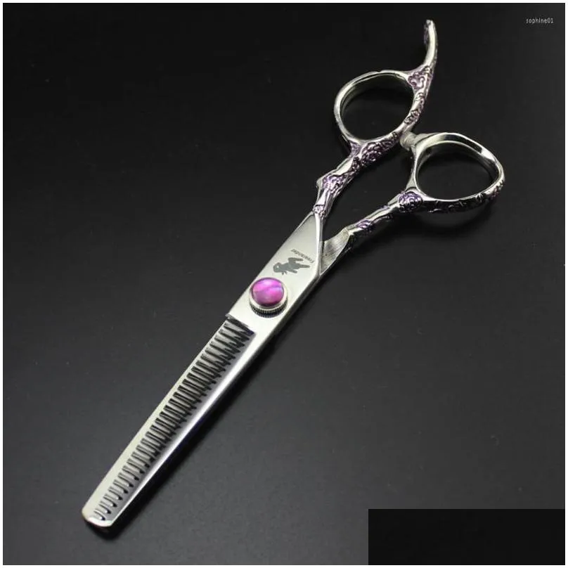 Hair Scissors  Professional Barber Tools Hair Scissor Purple Flower Plum Blossom Handle Hairdressing Scissors Drop Delivery Hair Dh7G2