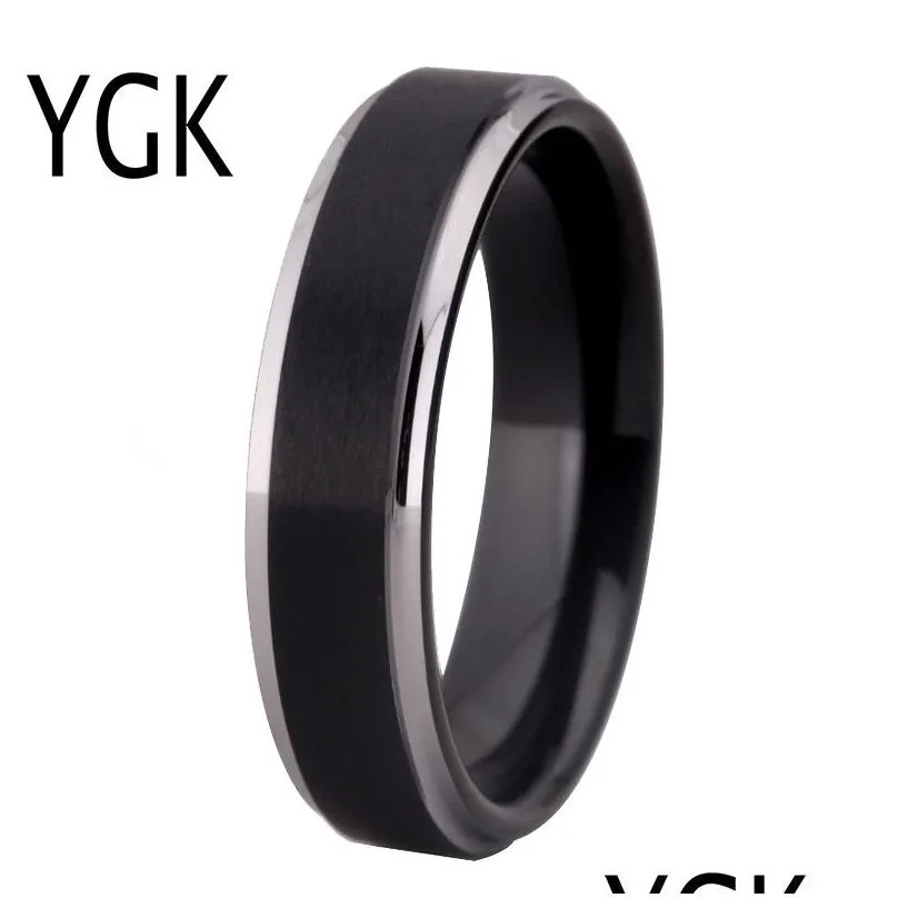 ygk jewelry 6mm matte center/black/blue/rose/silver step tungsten ring tungsten wedding ring for men women bridegroom ring