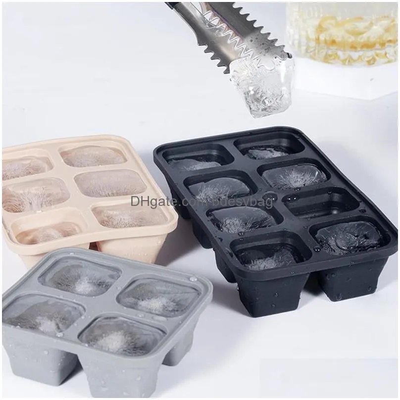 Baking Moulds Baking Mods 4/6/8 Grid Ice Tray Mold Box Reusable Sile Cube With Removable Lid Diy Drop Delivery Home Garden Kitchen, Di Dhxpj