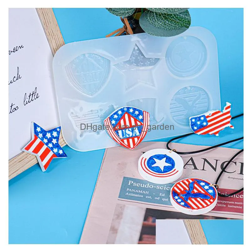 Molds Usa Flag Resin Molds Keychain Pendant Mold Star Round Epoxy Gift For Day Drop Delivery Jewelry Jewelry Tools Equipment Dhgarden Dhvir