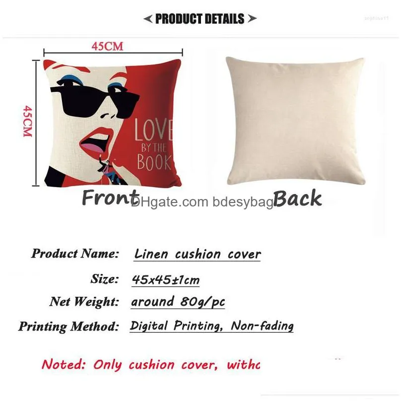 Cushion/Decorative Pillow Pillow Ymjtex Home Decor Urban Beauty Throw Cases Digital Printing Sofa Pillowcase Waist Bolster Linen Ers 4 Dheqw