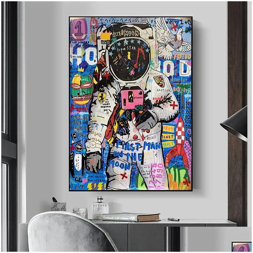 Paintings Iti Street Art Astronaut Poster Painting Canvas Print Wall Picture For Living Room Home Decoration Woo Drop Delivery Home Ga Dhvpw