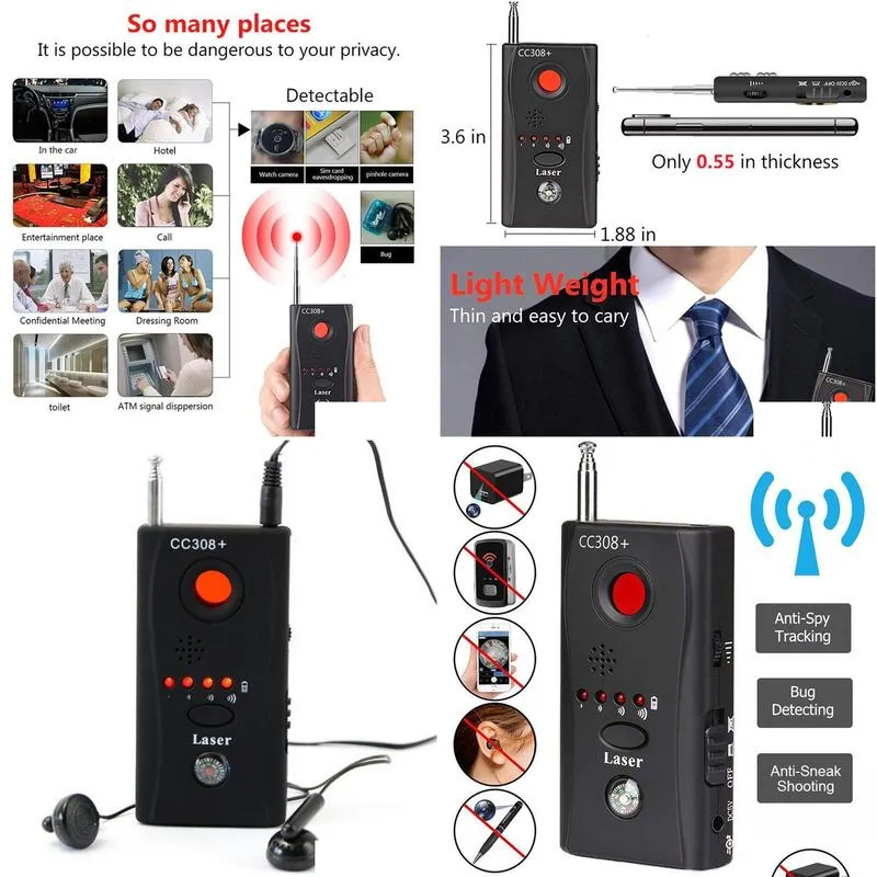 Camera Detector Wireless Signal Mti Function Cc308 Radio Wave Scanner Fl Range Wifi Rf Gsm Device Finder Anti Tracking Tool 230221 Dr Dh5Mn