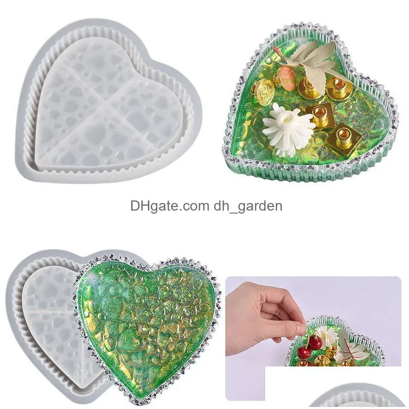 Molds Heart Shape Resin Dish Tray Molds With Wave Edge And Watermark Bottom Flexible Sile Jewelry Plate Mod Drop Delivery Je Dhgarden Dh3Jc