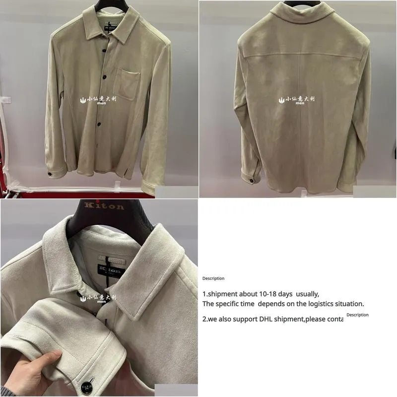 Men`S Jackets Mens Jackets Spring Kiton Suede Khaki Casual Coat Drop Delivery Apparel Men`S Clothing Men`S Outerwear Coats Dh6Ll