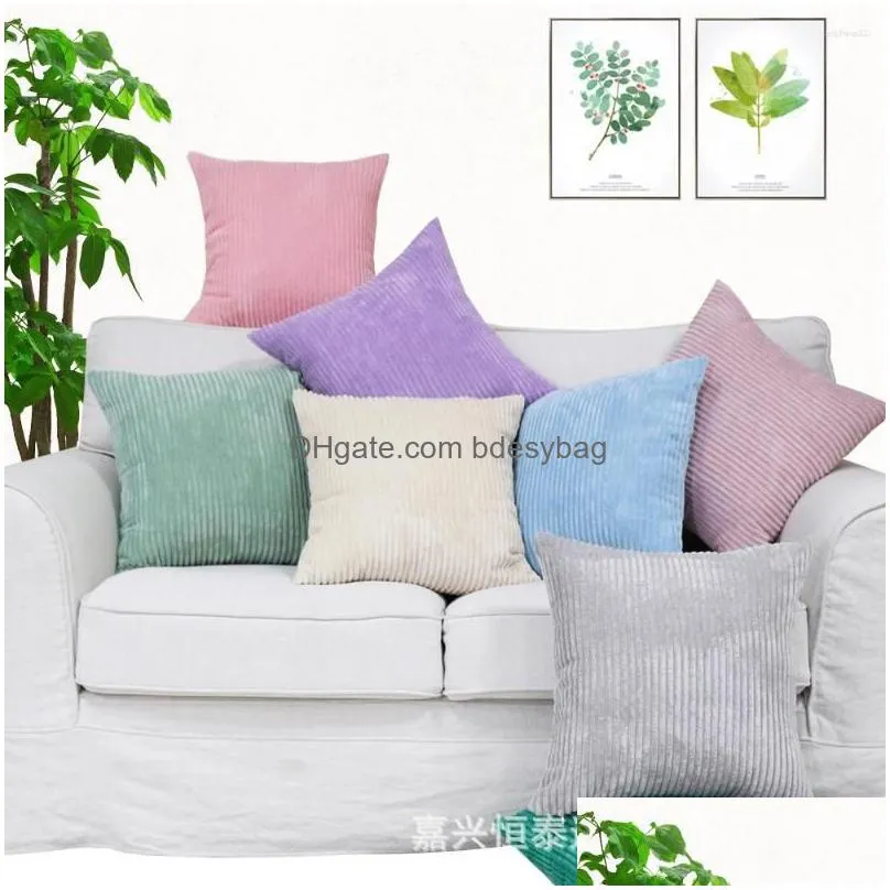 Cushion/Decorative Pillow Pillow 45Cm Corduroy Solid Color Pillowcase 2023 Nordic Sofa Home Decor Christmas Gift Drop Delivery Home Ga Dhara