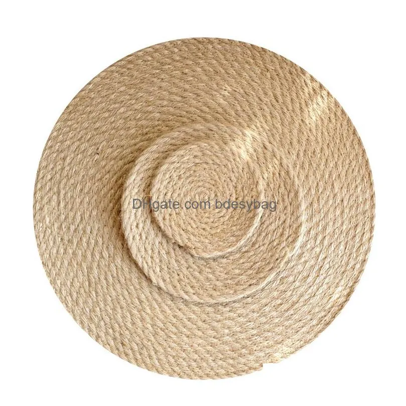 Mats & Pads Table Mats Handmade Weave Non-Slip Placemat Corn Hl For Dinne Linen Round Insation Pads Home Decor 0045 Drop Delivery Home Dhckh