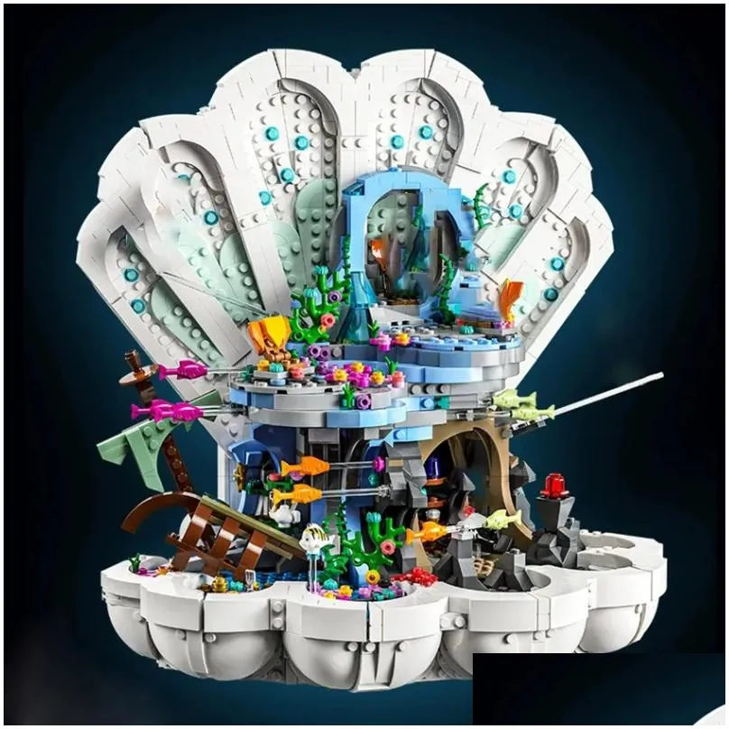 Blocks Creative Expert Block The Little Mermaid Royal Clamshell Model 1808Pcs Building Blocks Brick Toys Kids Gift Set Compatible With Dhuf5