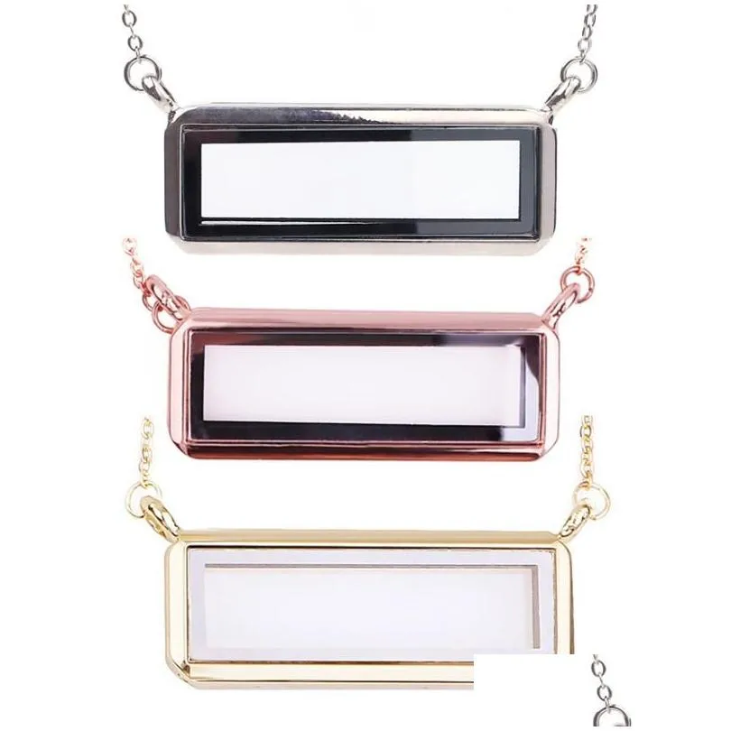 charms 1pc good quality square glass locket magnetic open pendant necklacecharms charmscharms