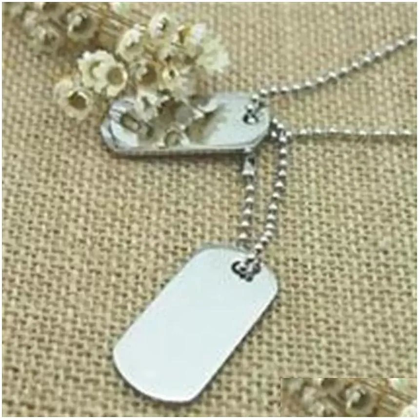 100pcs/lot blank stainless steel military army dog tags mirror surface laser engravable fashion men pendants