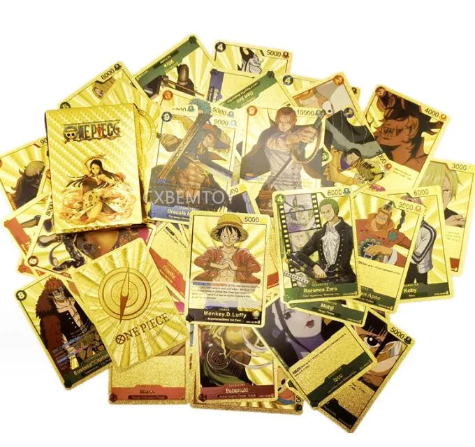55 one piece english gold foil cards one piece luffy zoro hot stamping cards japanese manga peripheral collection card cards
