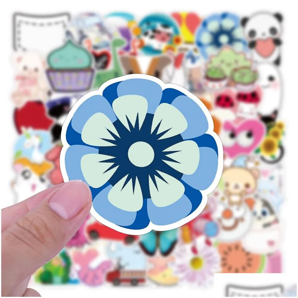 50pcs ins style happy kawaii cartoon Waterproof PVC Stickers Pack For Fridge Car Suitcase Laptop Notebook Cup Phone Desk Bicycle Skateboard