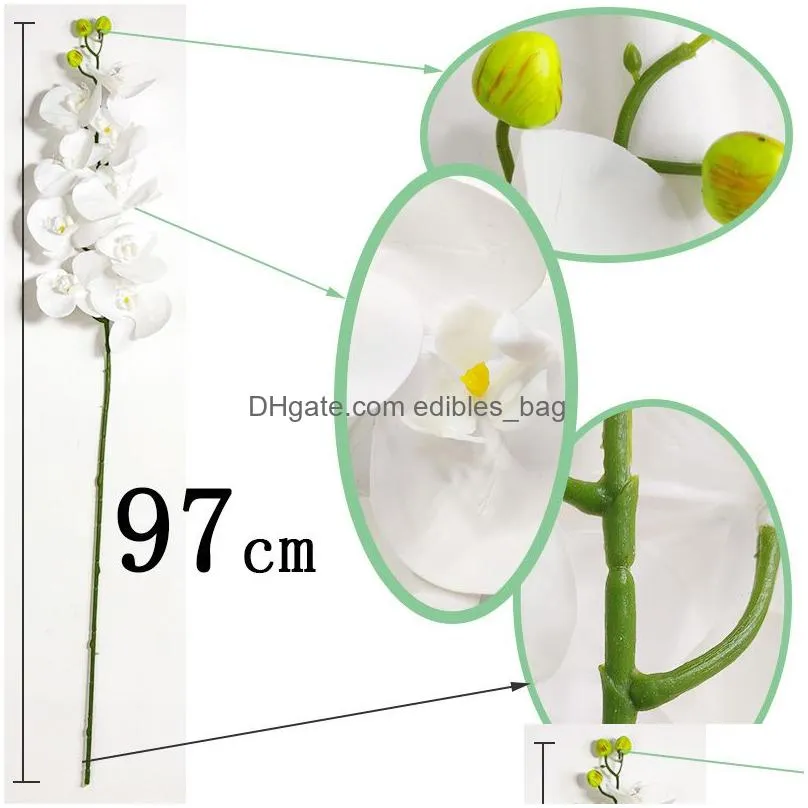 large artificial orchid flower arrangement pu real touch hand feeling floor table decoration home high quality bouquet no vase 210317