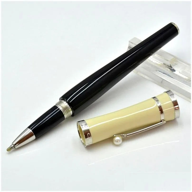wholesale collection goddess greta garbo black resin rollerball pen fountain ballpoint pens writing office school supplies with pearl
