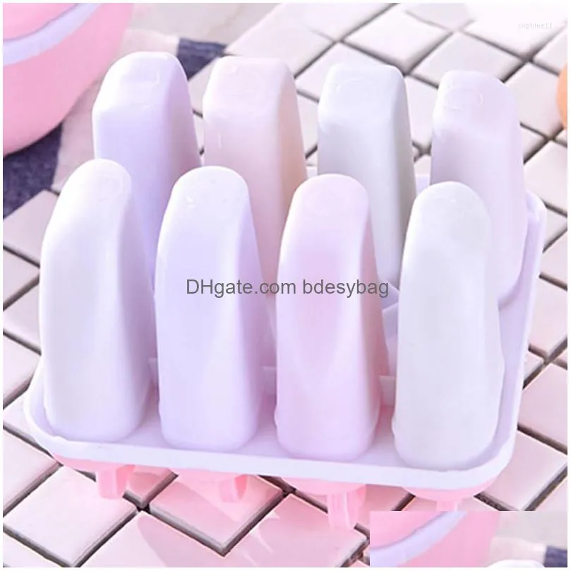 Baking Moulds Baking Mods 6/8 Cell Sile Ice Cream Molds Popsicle Chocolate Cube Tray Food Safe Maker Diy Homemade Zer Lolly Mod Drop D Dhx0Y