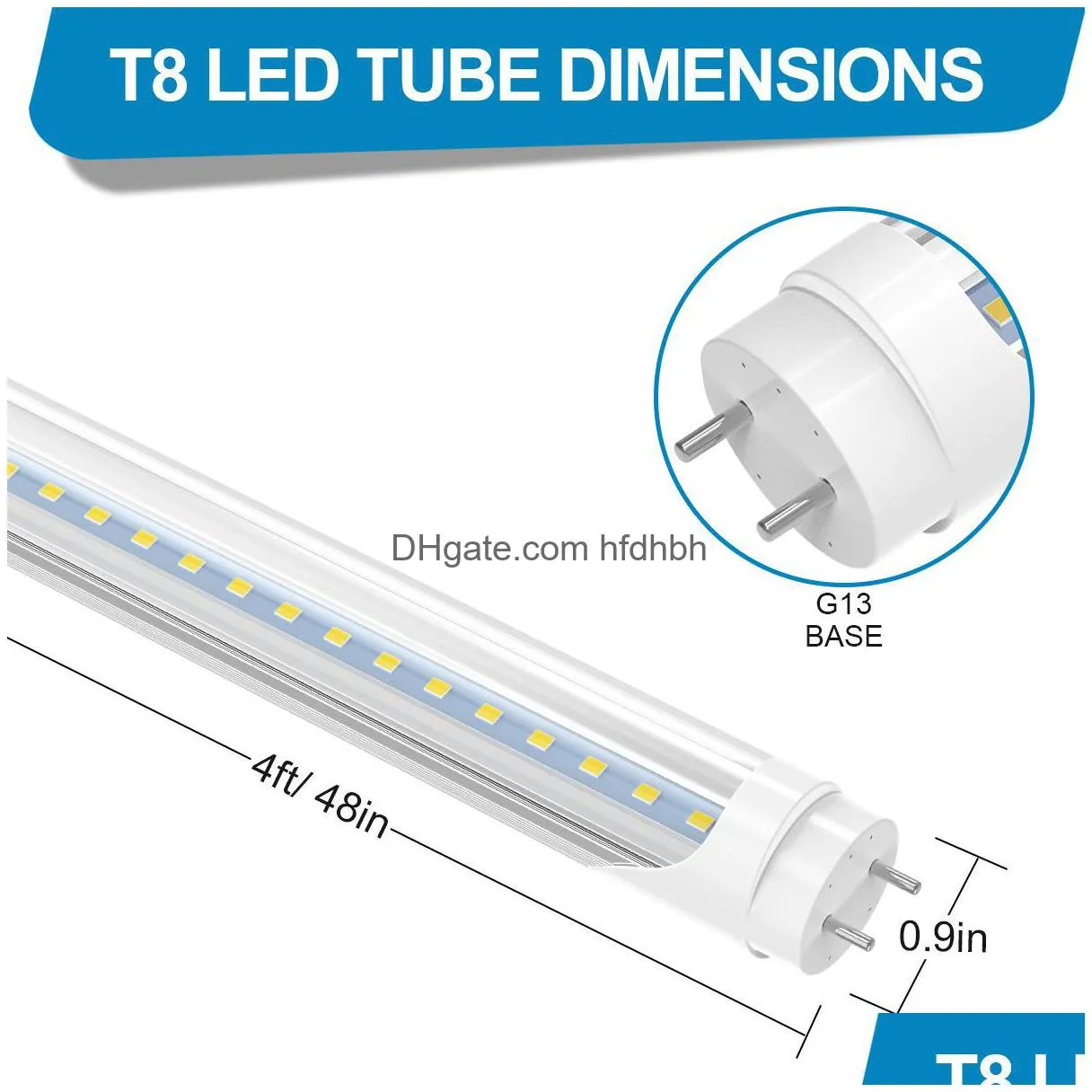 us stock 4ft 1.2m t8 led tube lights high super bright 22w warm / cool white led fluorescent tube bulbs g13 bi-pin ac 85-265v replacement for shop garage