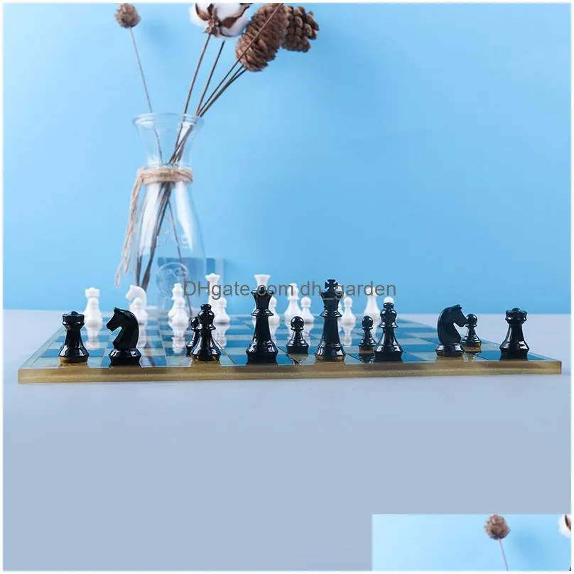 Molds Chess Board Sile Resin Mold Diy Crystal Epoxy Molds Casting Checkerboard Mod Crafts Making Drop Delivery Jewelry Jewel Dhgarden Dhb0N