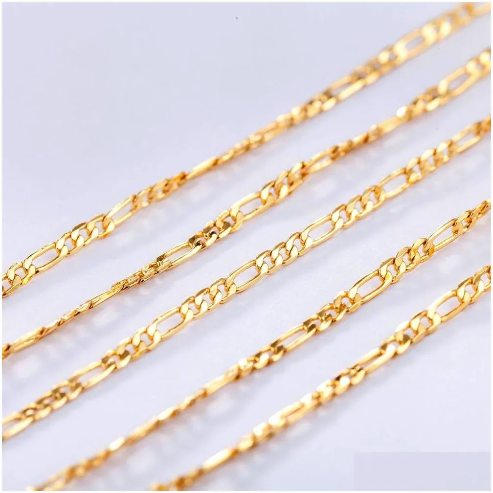 Chains 10Pcs Gold 2Mm Size Figaro Necklace 16-30 Inches Fashion Woman Jewelry Simple Sweater Chain Factory Price Can Be Drop Delivery Dhjle