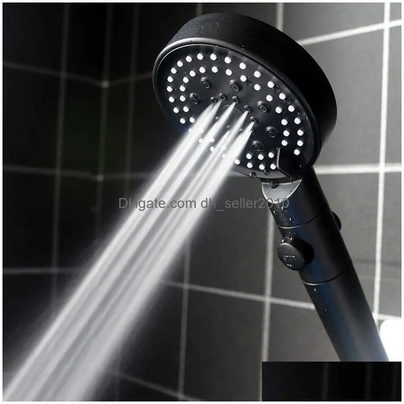 Bathroom Shower Heads New Shower Head Water Saving Black 5 Mode Adjustable High Pressure One-Key Stop Mas Eco Bathroom Accessories Dro Dhlkj