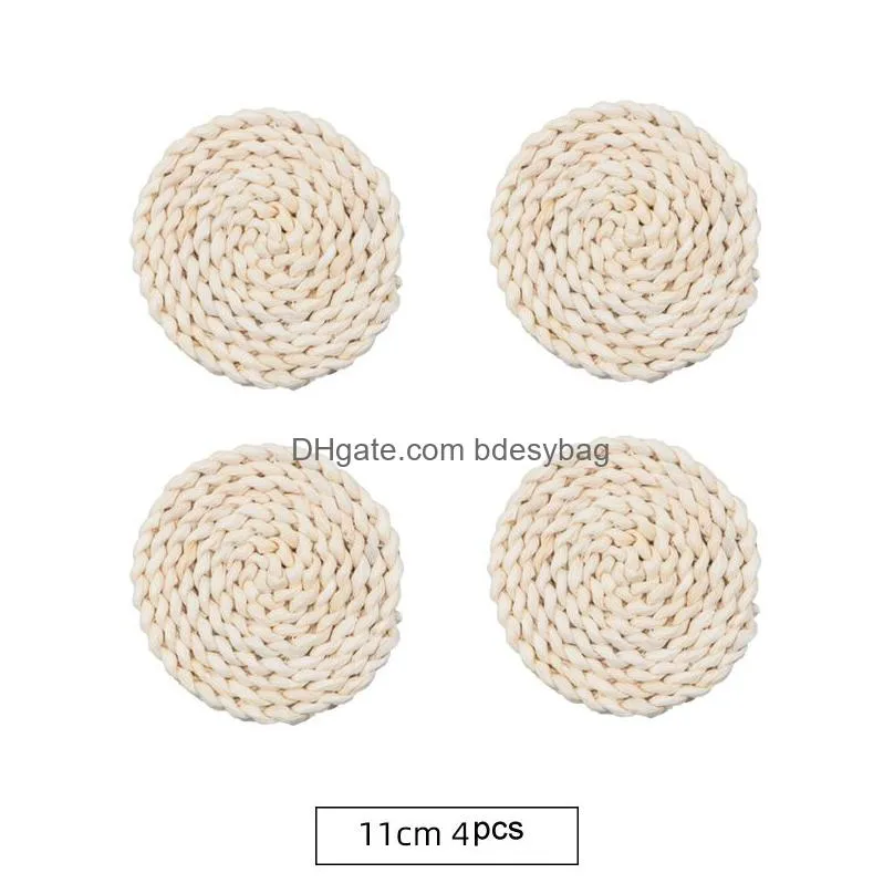 Mats & Pads Table Mats Heat Insation Mat Dining Japanese Rattan Grass Household Pot Corn Fur Woven Coffee Tea Cup Drop Delivery Home G Dhkeo