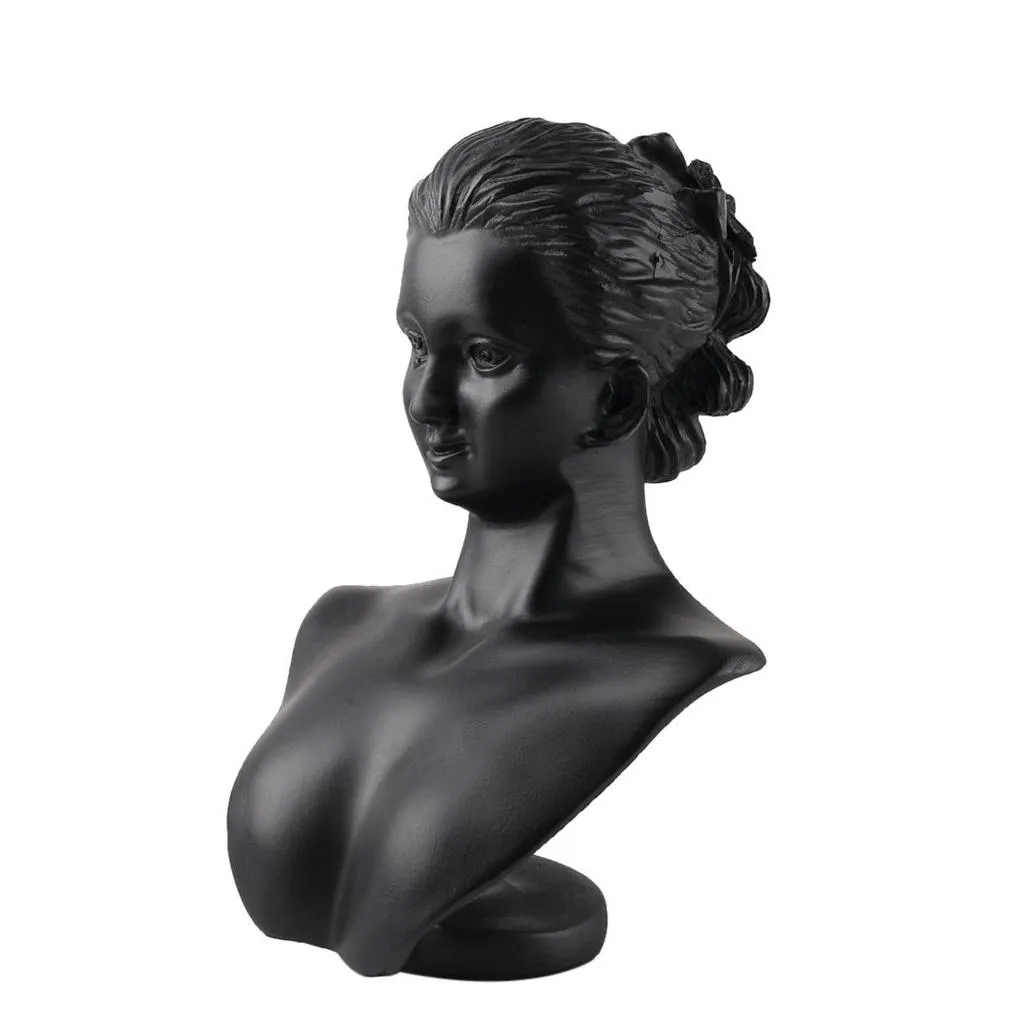 boutique counter black resin lady figure mannequin display bust stand jewelry rack for necklace pendant earrings mx200810