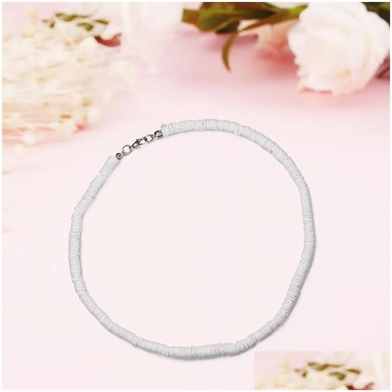 Chokers Fashion White Shell Smooth Gravel Chips Beads Choker Necklace For Women Party Wedding Gifts Summer Jewelry Collar Drop Deliver Dhsk6