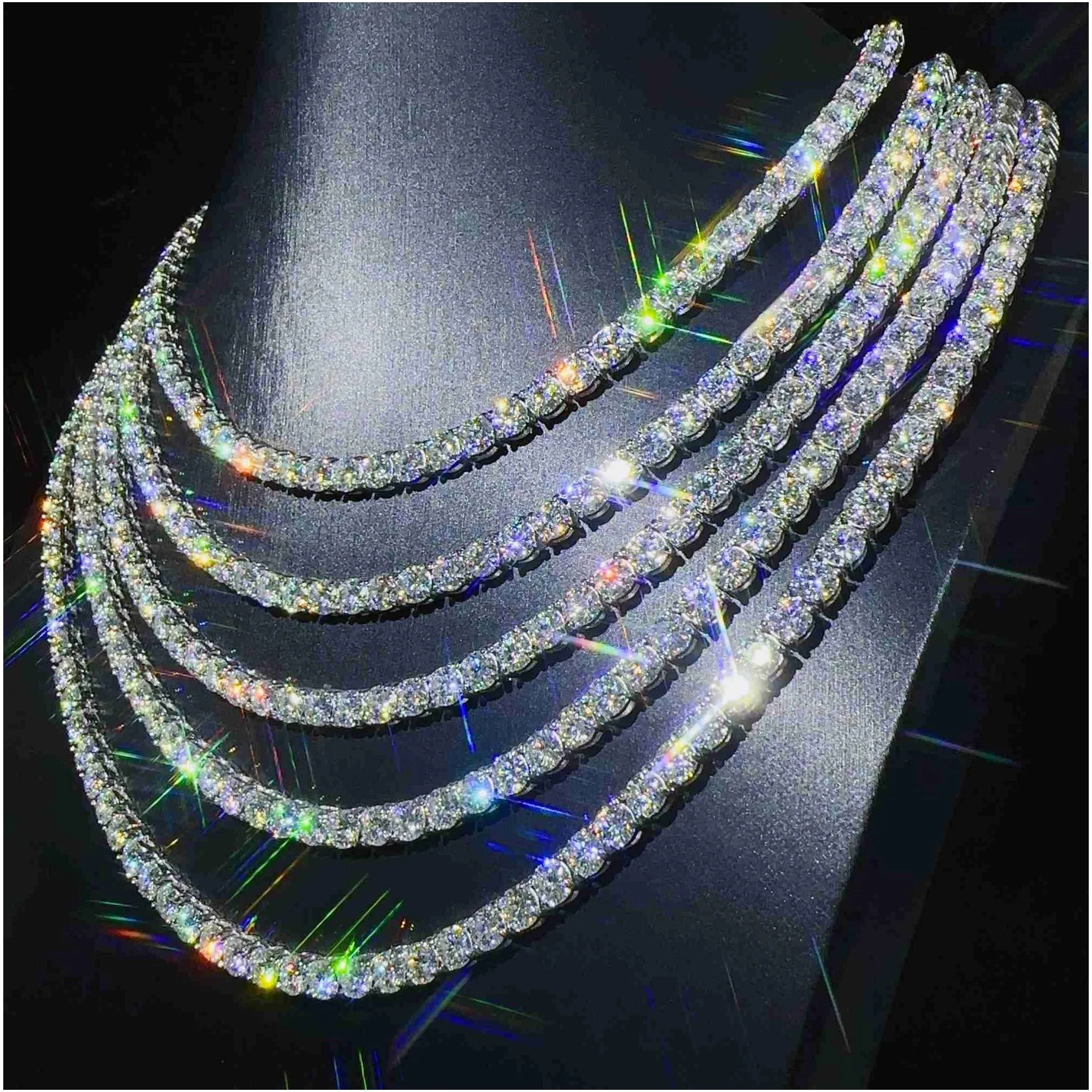 Pendant Necklaces Fashion Jewelry Hip Hop Necklace Pass Diamoster 5Mm Vvs Moissanite Iced Out Tennis Chain For Men Drop Delivery Jewel Dhx1M