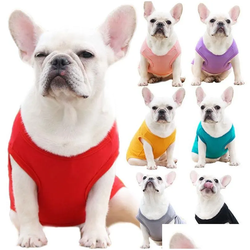 Dog Apparel Large Dogs Clothes Sublimation Blanks Towser Dog Apparel White Blank Puppy Shirts Solid Color Small T Shirt Cotton Outwear Dhnyc