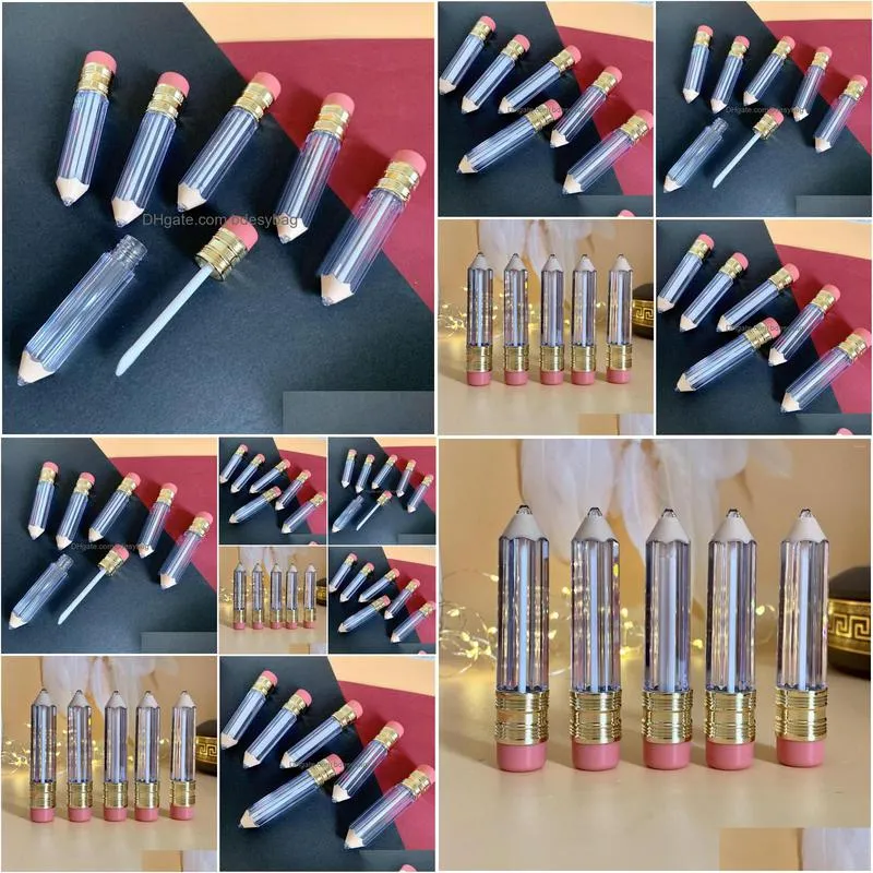 Storage Bottles & Jars Storage Bottles 50Pcs 5Ml Empty Lip Gloss Tube Container Clear Tubes Pencil Shape Lipstick Refillable Lipgloss Dh7Iq