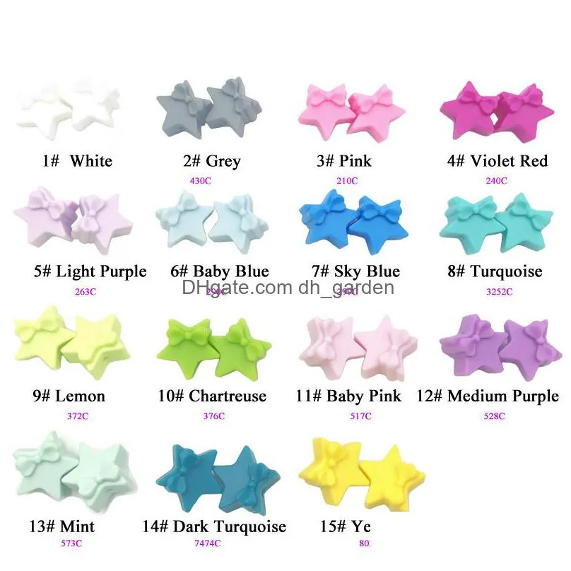 Other Sile Beads Mini Star Teething With Cute Bowknot Bpa Baby Chew Diy Necklace Pacifier Chain Bracelets Drop Delivery Jewel Dhgarden Dhwtm