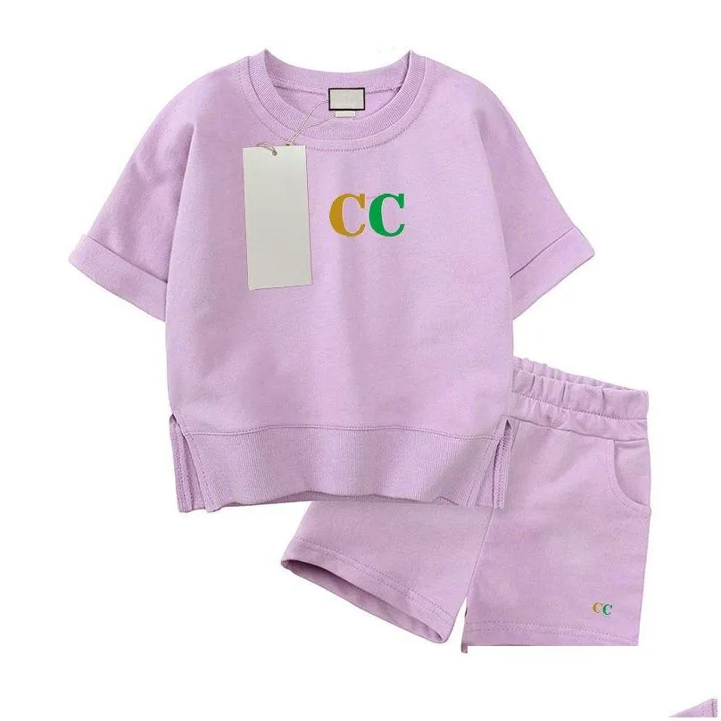 Clothing Sets 3 Styles Luxury Logo Clothing Sets Kids Clothes Suits Girl Boy Summer Infantis Baby Designer Chlidren Drop Delivery Baby Dhthq