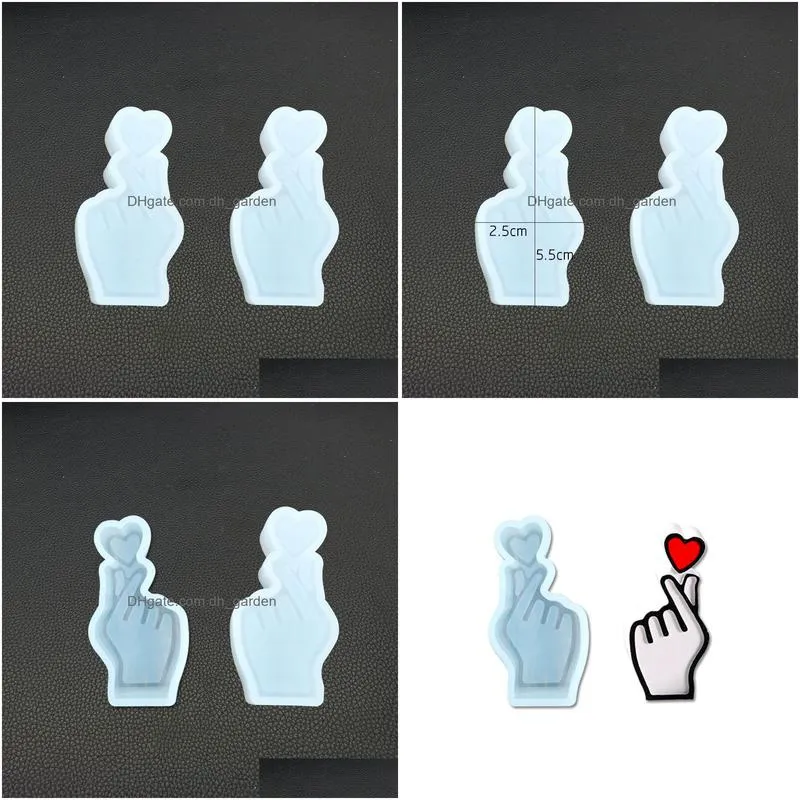 Molds Finger Heart Sile Mold Love Hand Showing Mods Flexible R Diy Gypsum Soap Clay Molds Car Home Jewelry Decoration Drop D Dhgarden Dh4Ym