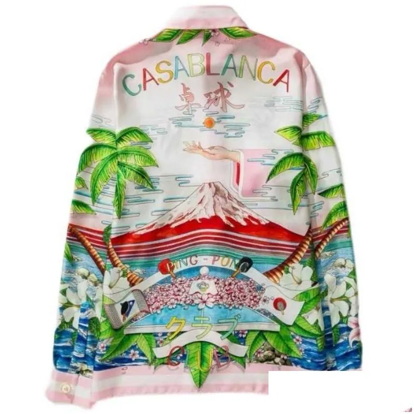 Men`S Casual Shirts Casablanca Top Fashion Trend Designer Shirt Silk Classic Style Casual Versatile Long Sleeve Men And Women Hawaii Dhoaq