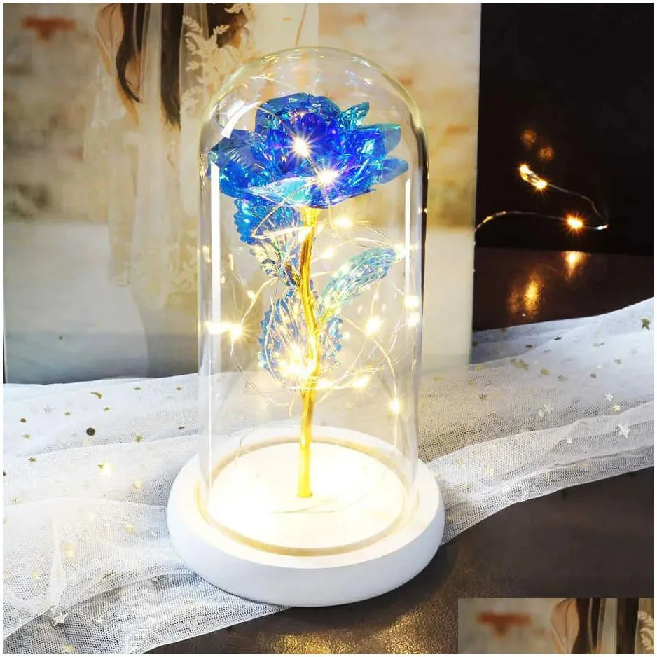 valentine gift beauty eternal rose eternal led light beauty and beast rose in glass dome birthday gift for valentines day 1201
