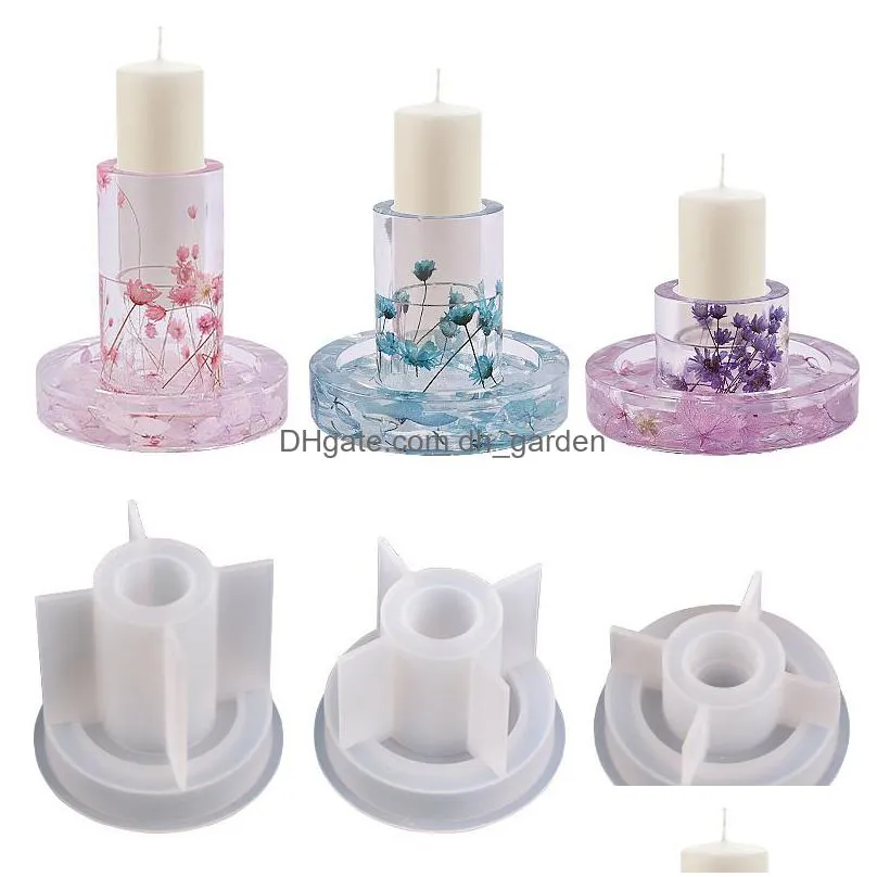 Molds Candle Holder Sile Molds Concrete Plaster Holders With Round Base Mod For Diy Epoxy Resin Candlestick Drop Delivery Je Dhgarden Dhifw