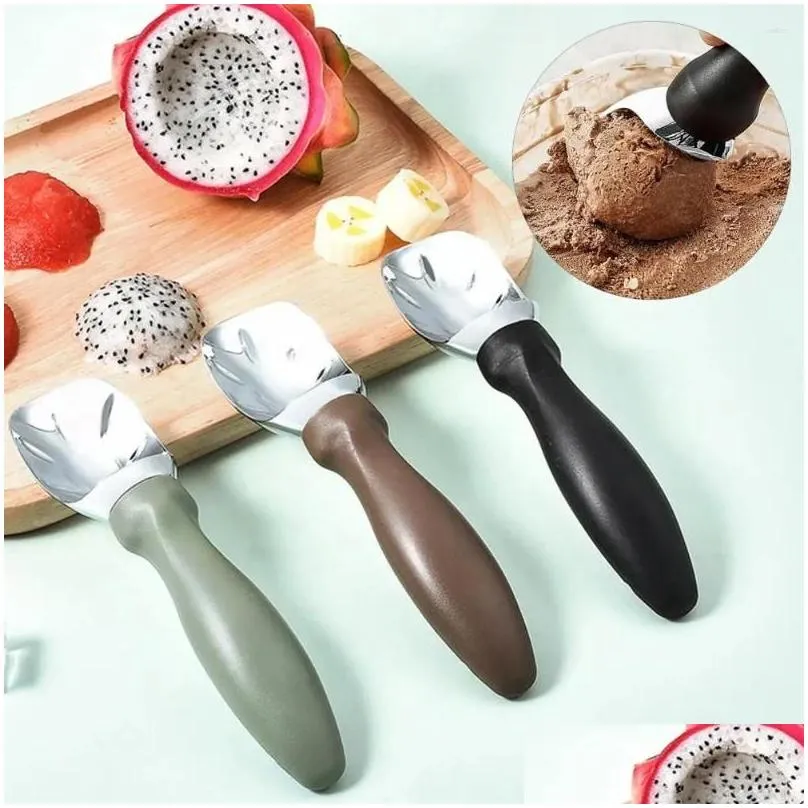 Spoons Hard Ice Cream Handle Spoon Stainless Steel Scoop With Comfortable For Easy Dessert Handling Heavy Spooning